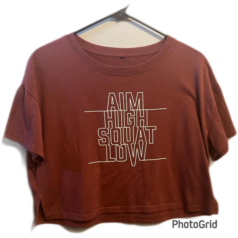 Aim High Squat Low Maroon Mauve Gym Crop Top